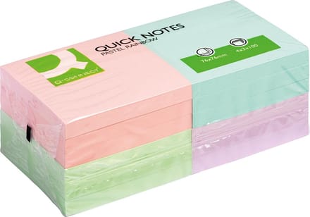 Q-CONNECT Quick Notes | ft 76 x 76 mm | 100 vel | pak van 12 blokken in pastelkleuren