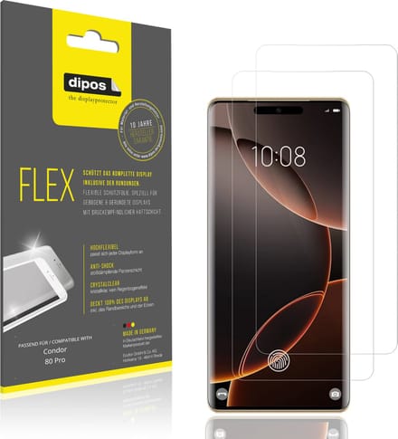 dipos – 2x Beschermfolie geschikt voor Condor 80 Pro | 3D Full Cover Screenprotector | 100% Passend