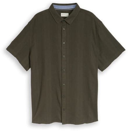 Tom Tailor - Plus Size - Korte mouwen overhemd van katoen - Maat 2XL - deep leaf green