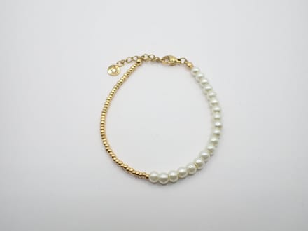 Colure® armband glasparels 6mm off-white goud Miyuki combinatie