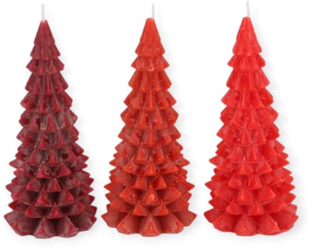 Daan Kromhout - Kerstboom kaarsen - Set/3 - Rood - Wild mix - 8x16cm
