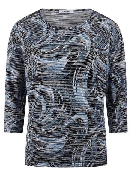 Shirt ronde hals Van Peter Hahn blauw