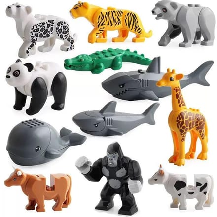 12 pièces MOC Modèle Animal Crocodile Blocs de Construction - Jouets de Briques Éducatifs pour Enfants black