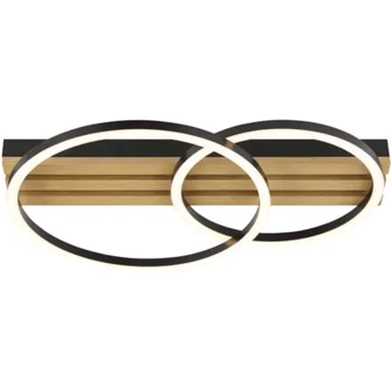 Brilliant Calma - Plafondlamp - LED 26W - 3000lm - 3000K - 3-step dimbaar - Zwart/Hout