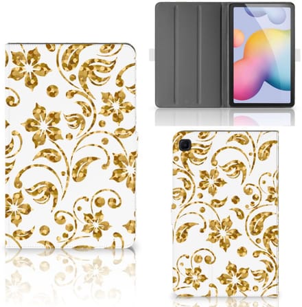 Samsung Galaxy Tab S6 Lite | S6 Lite (2022) Tablet Cover Gouden Bloemen
