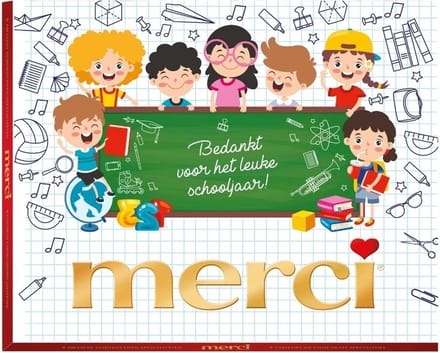 merci Juf! merci Meester! - Bedankt voor het leuke schooljaar! - 250g merci Finest Selection Assorted chocolade bonbons