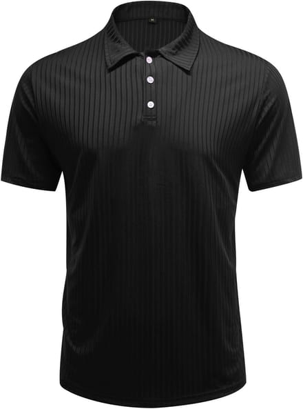 ALLTHEMEN Heren Polo Slank Model - Halfknopen Strepen - L