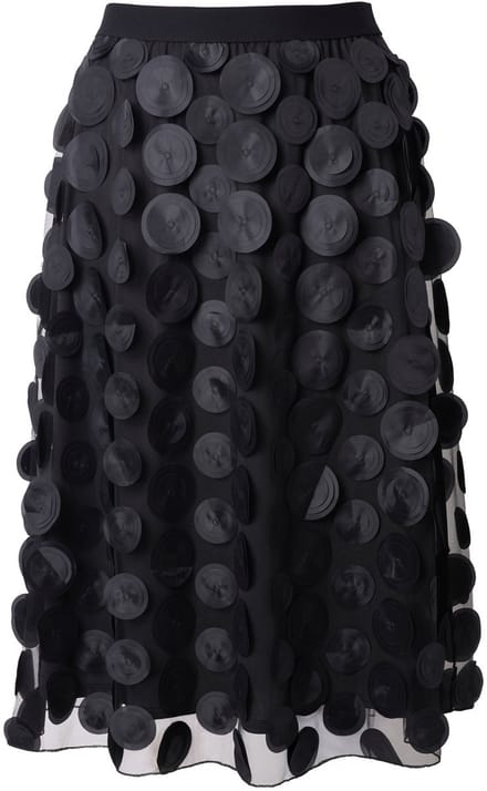 MIAMODA - Dames - Midirok a-lijn 3S-applicaties opaque - Zwart - Maat 44