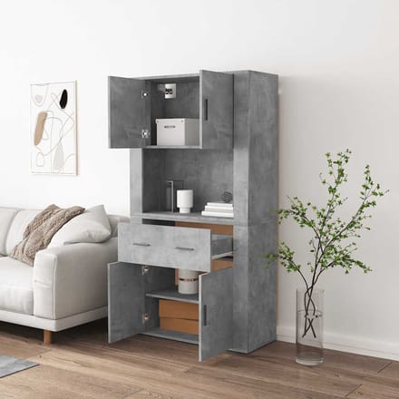 vidaXL - Hoge - kast - bewerkt - hout - betongrijs