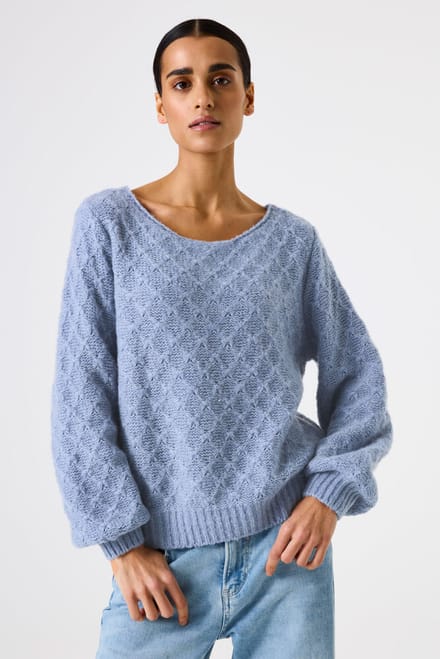 GARCIA Dames Effen Trui Blauw Lange mouw