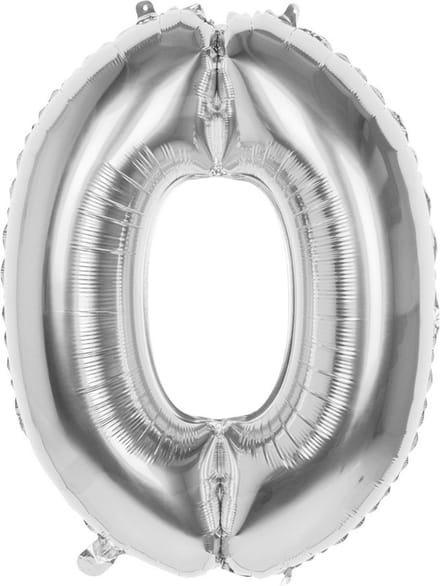 Folie ballon cijfer 0 zilver | 86 cm