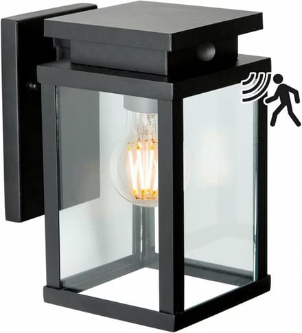 Zwarte Buitenmuurlamp met Infrarood Bewegingssensor