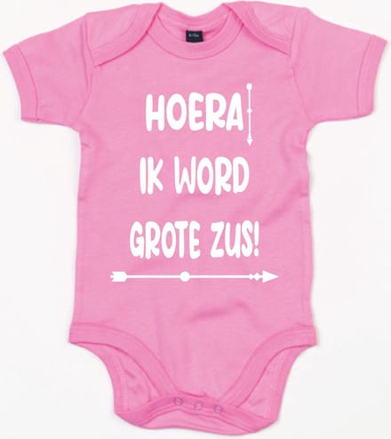 Rompertje Hoera Grote Zus-Bubble Gum Pink-12-18 Maanden