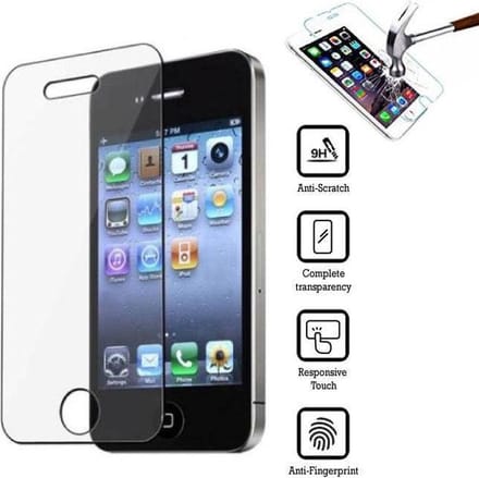 2x Screenprotector Tempered Glass Glazen Gehard Screen Protector 2.5D 9H (0.3mm) - Geschikt voor: iPhone 4 / 4S