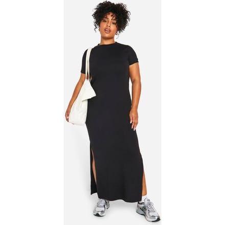 boohoo Dames Plus T-shirt Maxi Jurk | Zwart | Maat: 46
