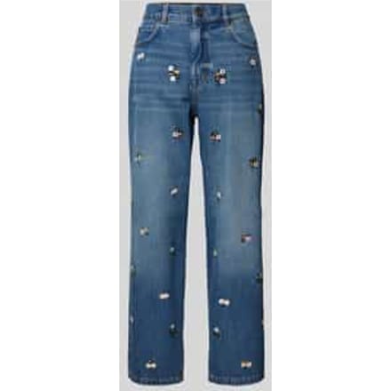 Straight fit jeans met siersteentjes