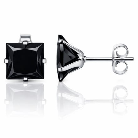 LGT Jewels Stud oorbellen Edelstaal Classic Black 6mm
