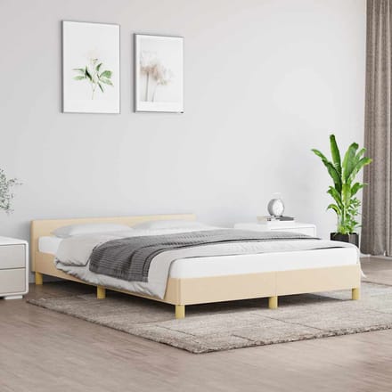 vidaXL - Bedframe - zonder - matras - stof - crèmekleurig - 140x200 - cm