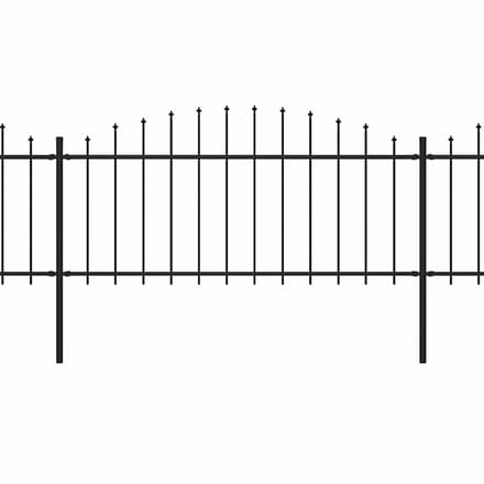 vidaXL - Tuinhek - met - speerpunt - staal - 1005x75 - cm - zwart