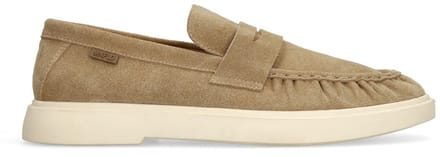 Manfield - Heren - Beige suède loafers - Maat 46
