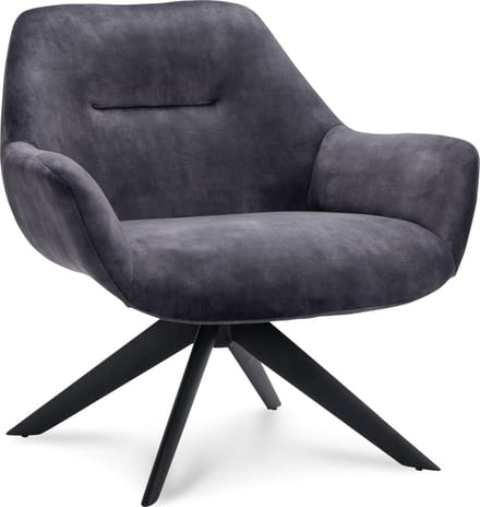 Icon Living - Fauteuil Vico - Velours Adore Anthracite - Poot Zwart