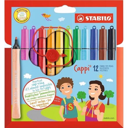 Viltstift STABILO Cappi 168/12 medium assorti etui à 12 stuks