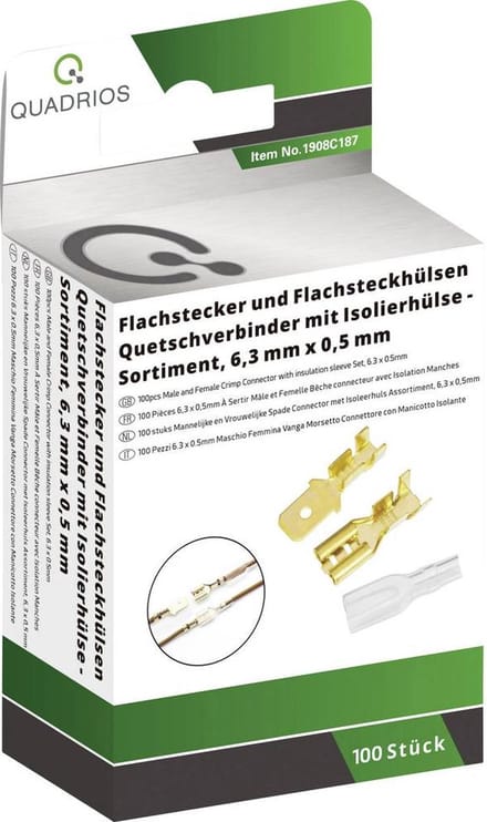 Quadrios 1908C187 Assortiment kabelschoenen 1.50 mm² - 2.50 mm² Messing, Transparant 100 onderdelen