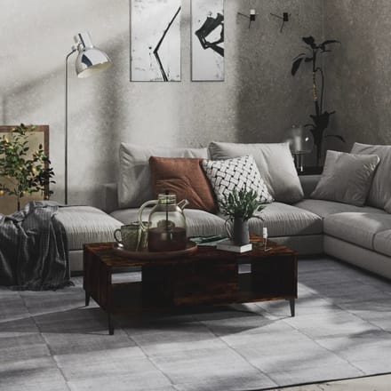 vidaXL - Salontafel - 103,5x60x35 - cm - bewerkt - hout - gerookt - eikenkleurig