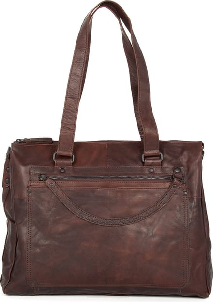 Leren Laptop Schoudertas - 15.6 inch - Sadie - Donkerbruin