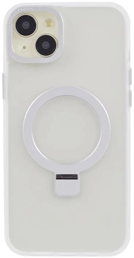 Cityhoesje - iPhone 15 - Magnetic - Ring Holder Kickstand - Protective – Backcase - Wit