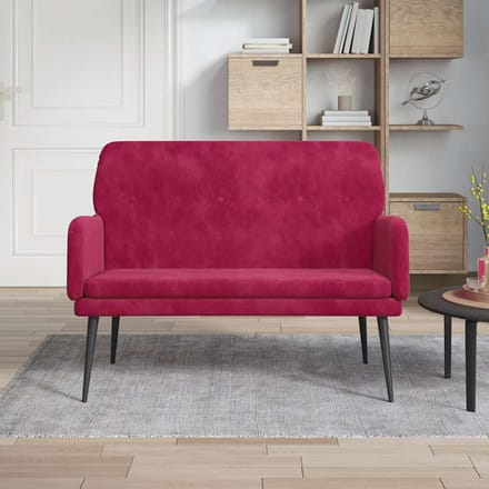 vidaXL - Bankje - 108x79x79 - cm - fluweel - wijnrood