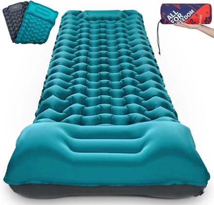 Isolatiemat Slaapmat - Luchtbed Kamperen - Buiten Ontspannen - Ingebouwde Voetpomp - 10 cm Dik - Pauwenblauw