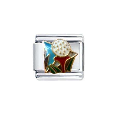 Schakel Bedel - Golf Ball - 9mm Schakel voor Italiaanse Bedelarmband