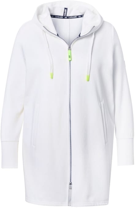 Laurasøn - Dames - Sweatjas lang model capuchon tailleband met trekkoord achter - Off-white - Maat 44+