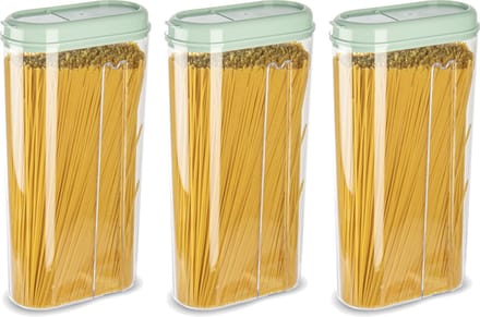 Plasticforte Voedselcontainer strooibus - 3x - mintgroen - 2350 ml - kunststof - voorraadpotten