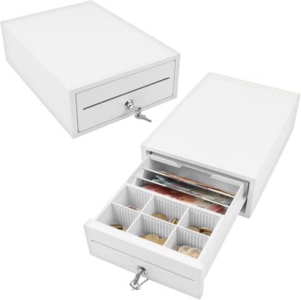 Kassalade Metaal - Geldlade Onderbouw - Winkel Verkoop - Volledig Metalen Constructie - 35.5 cm Breed - Wit