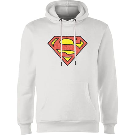 Official Superman Crackle Logo Hoodie - White - M