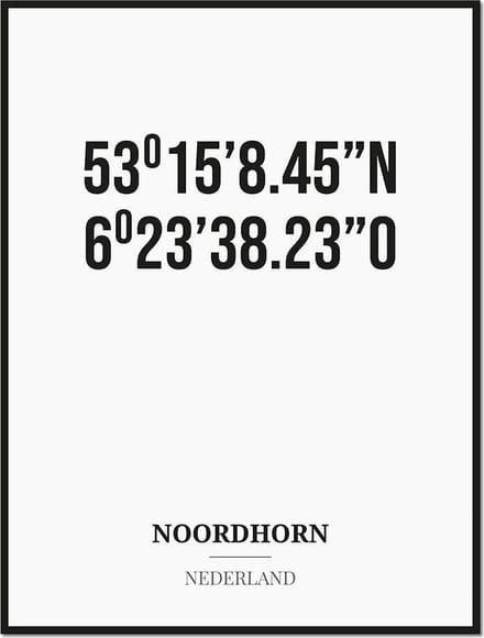 Poster/kaart NOORDHORN met coördinaten