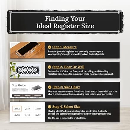Vloerregister 6x10 Inch met Scroll Design in Staal voor Wand en Plafond
