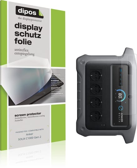 dipos – 2x Matte Beschermfolie geschikt voor Anker SOLIX C1000 Gen 2 | Krasbestendige & antireflecterende Screenprotector Ultra-Thin