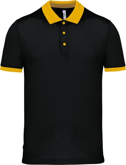 Herensportpolo 'Proact' met korte mouwen Black/Yellow - M