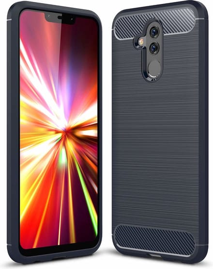 Ntech Soft Brushed TPU Hoesje Geschikt voor Huawei Mate 20 Lite - Donker Blauw
