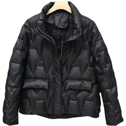 Nieuwe Lichte en Korte Damesmode Losse Donzen Jas Veelzijdig V-vormig Model L black