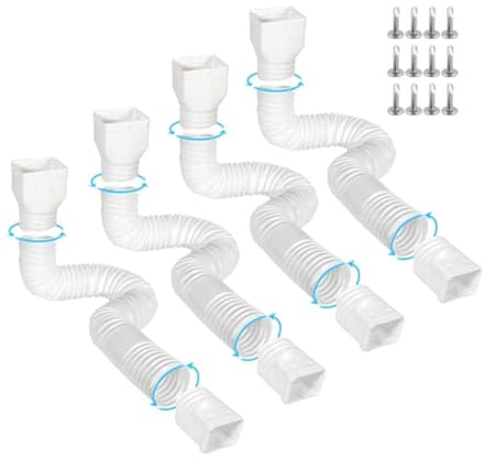 Flexibele goot downspout uitbreidingen - Uitschuifbaar van 21" tot 67" - 4 stuks met adapters