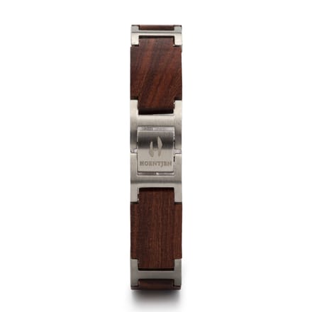 Hoentjen, houten armband - palissander RVS, 13mm (lange schakel)