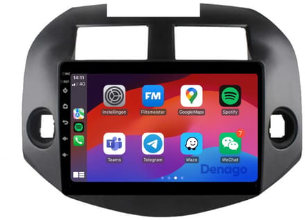 CarPlay autoradio geschikt voor Toyota RAV4 | 2007 t/m 2012 | Android 16 | Draadloos Apple CarPlay & Android Auto | 2GB + 32GB | QuadCore processor | Denago DNG-A314 | 2025 model | 2007 2008 2009 2010 2011 2012 | Bluetooth & Wifi | 10 inch scherm