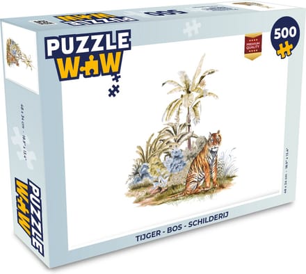 Puzzel Tijger - Bos - Schilderij - Legpuzzel - Puzzel 500 stukjes