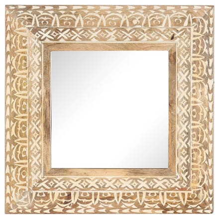 vidaXL - Spiegel - handgesneden - 50x50x2,6 - cm - massief - mangohout
