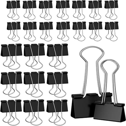 Foldback nietjes 100 stuks met zwarte bindclips - Duurzame metalen