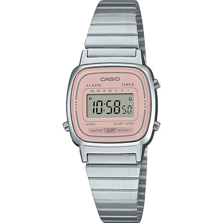 Casio Vintage Mini LA670WEA-4A2EF Digitaal Horloge voor Dames - Zilver & Roze